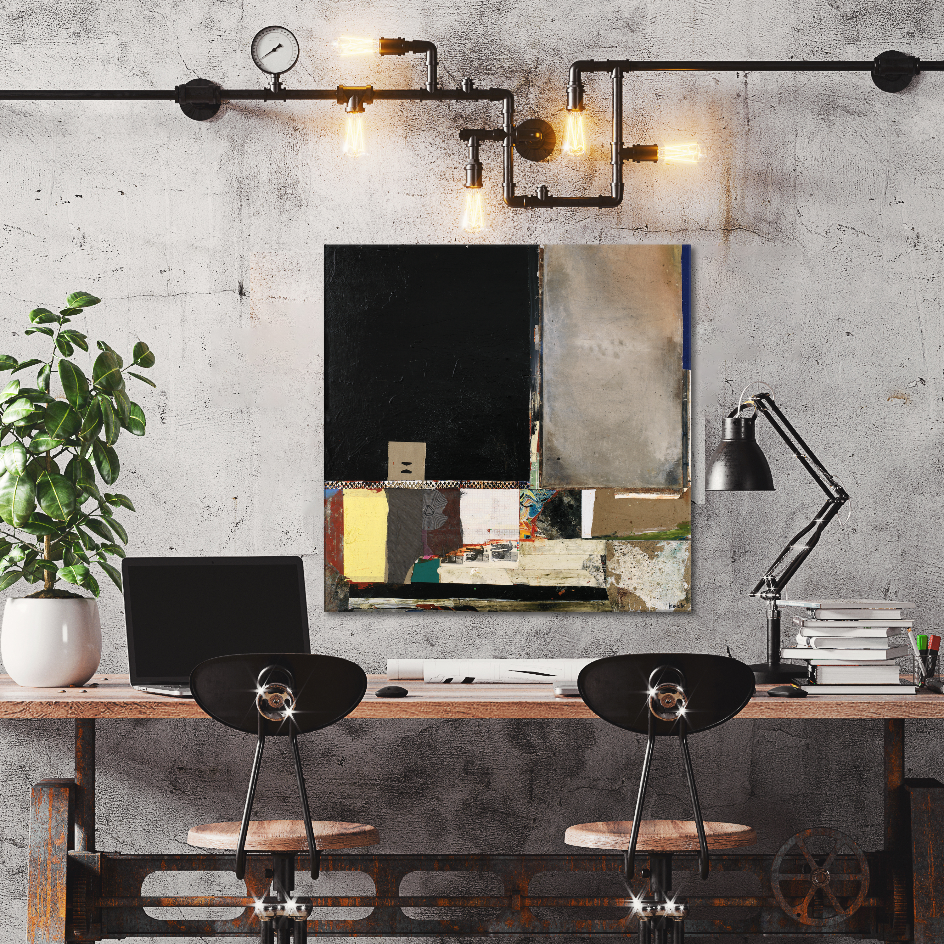 #060804 <br> Title: Getting Even <br> Mixed Media Art Print