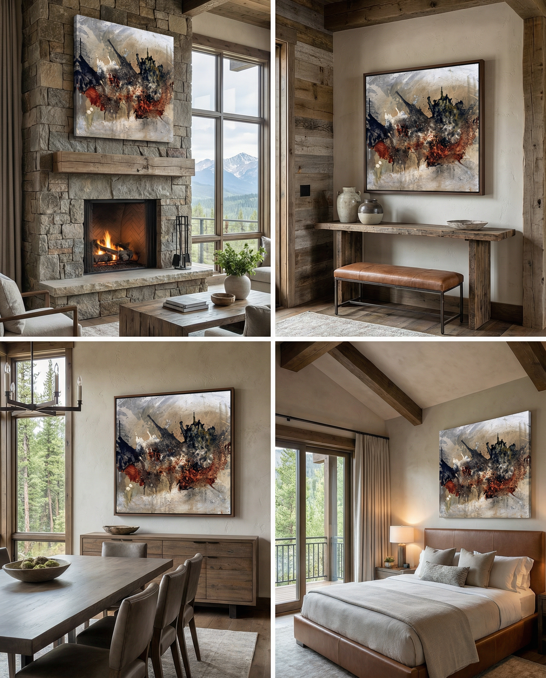 raw and organic black silver rust abstract art print. abstract art prints for modern mountain homes abstract art prints for vintage industrial decor. 