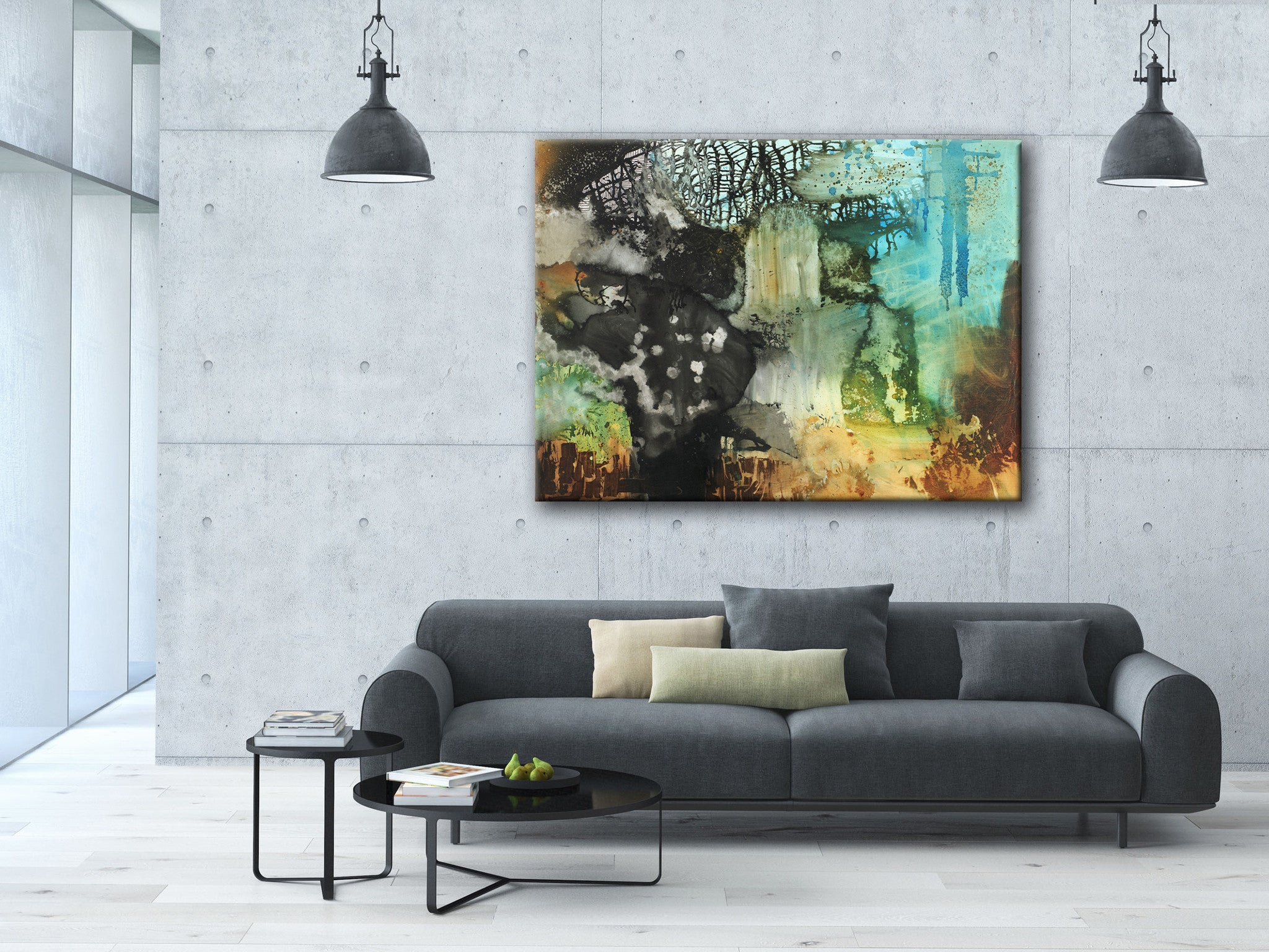 #090611 <br>Abstract Art Canvas Print <br> Title: Conquering The Shadows
